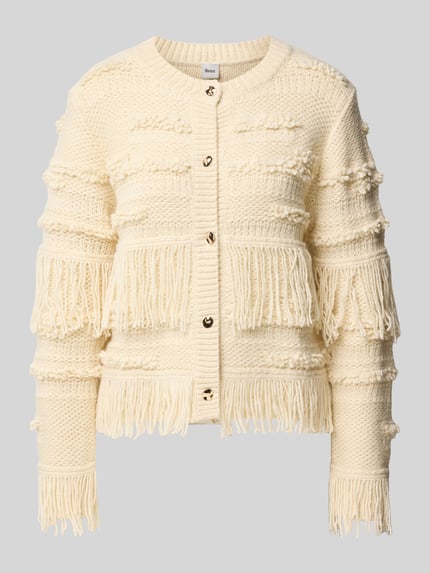 Brax Strickjacke mit Fransenstruktur Modell 'AMELIE' Offwhite 2