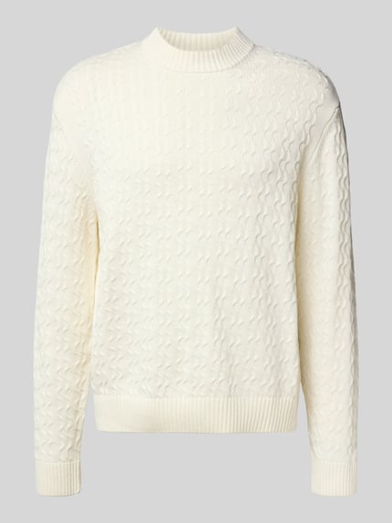 Selected Sweter o kroju relaxed fit z czystej bawełny model ‘PHILIP’ Złamany biały 2
