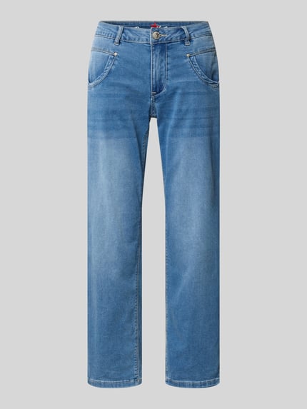 Produktfoto, Straight Fit Jeans in 7/8-lengte model 'Ana' van Buena Vista, dames jeans van katoenmix met stretch, blauwe kleur, zichtbare textuur
