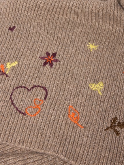 PIECES Schal mit verspielten Stickereien Taupe Melange 2
