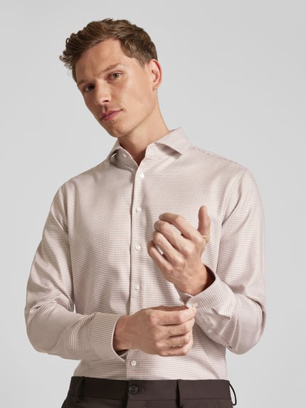 Seidensticker Regular Fit Business-Hemd mit Kentkragen Modell 'Spread' Beige 3