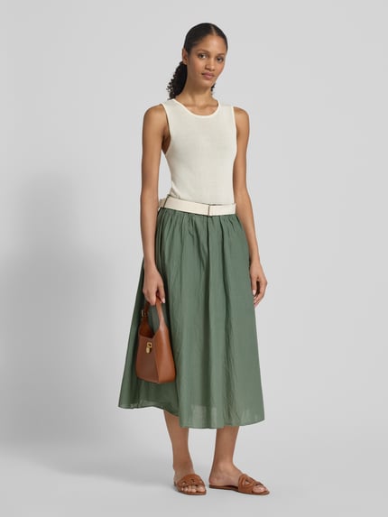 ZABAIONE Midirock mit Raffungen Khaki 1