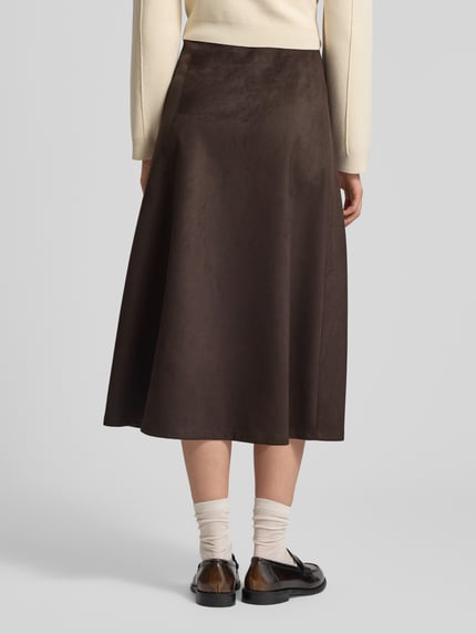 DRYKORN Midirok in leerlook, model 'Sally' Chocoladebruin - 5