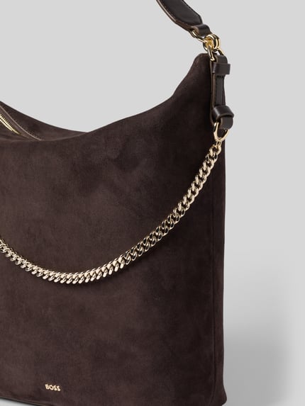 BOSS Umhängetasche mit goldfarbener Schulterkette Modell 'Yelena Hobo' Dunkelbraun 2