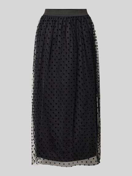 VERO MODA Spódnica midi rozkloszowana z półprzezroczystą spódnicą wierzchnią model ‘NETHA’ Czarny 2