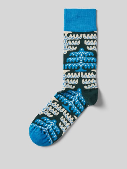 DillySocks Socken mit Motiv-Stitching Modell 'Icy Pine' Helltuerkis 1