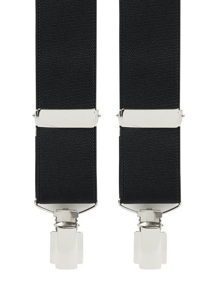 Produktfoto, Heren bretels in Y-vorm van Willen, materiaalmix met stretch, breedte 3,5 cm, klapsluiting, zwart met metalen details.