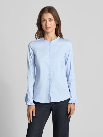 MOS MOSH Bluse mit Mao-Kragen und Rüschenärmeln Modell 'Mattie' Hellblau 4