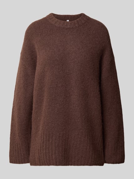 PIECES Pullover mit gerippten Abschlüssen Dunkelbraun Melange 1