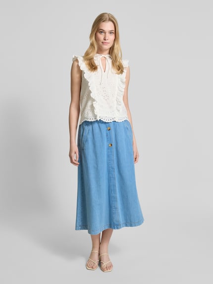 MOS MOSH Jeansrok met strookzakken, model 'Marti' Blauw - 1