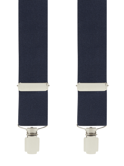 Produktfoto, Hosenträger in Y-Form von Willen aus Material-Mix mit Stretch-Anteil, Blau, Breite 3,5 cm, Klappverschluss, klare Struktur