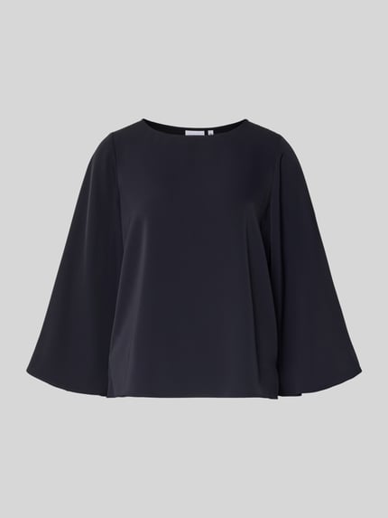 Produktfoto, Blusenshirt mit Rundhalsausschnitt von comma, ciemnogranatowy materiał-mix z domieszką stretchu, luźny krój, długość tyłu 59 cm, długość rękawa 52 cm