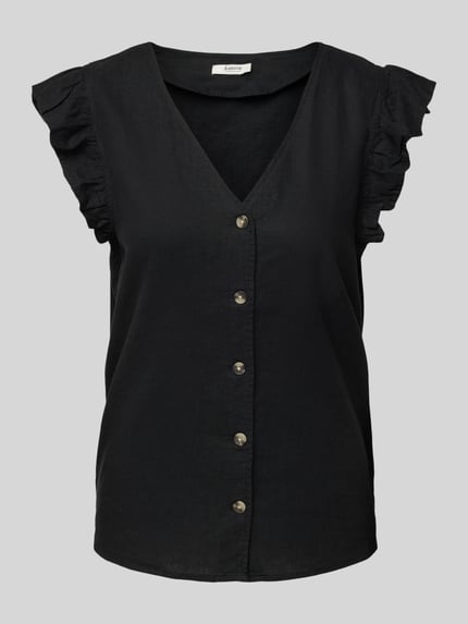 b.young Regular Fit Leinenblusentop mit V-Ausschnitt Modell 'FALAKKA' Black 2