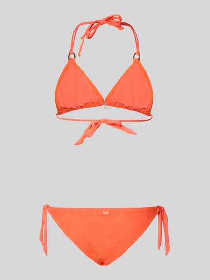 Produktfoto, Bikini mit Allover-Crochet-Optik Modell 'Sunmesh' von Banana Moon aus Elastischer-Material-Mix in kräftigem Orange, Damen