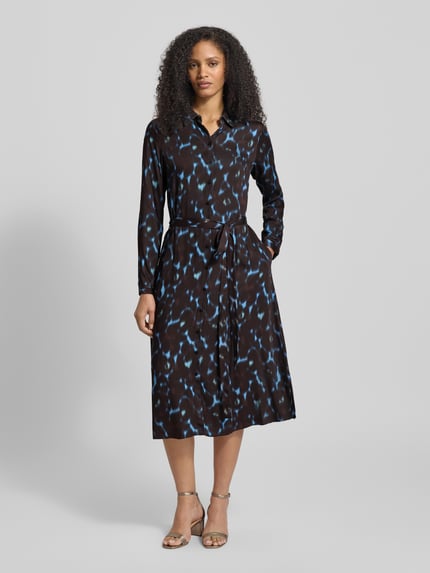 Milano Italy Hemdblusenkleid aus Viskose mit Bindegürtel Schoko 4