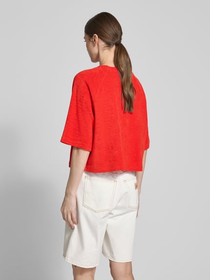 Jake*s Casual T-shirt met statementstitching Kersenrood - 5