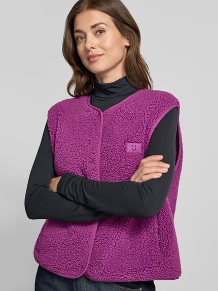 Jake*s Casual Regular Fit Weste aus Teddyfell Violett 3