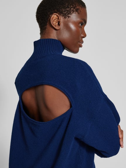 Victoria Beckham Sweter ze stójką Granatowy 3