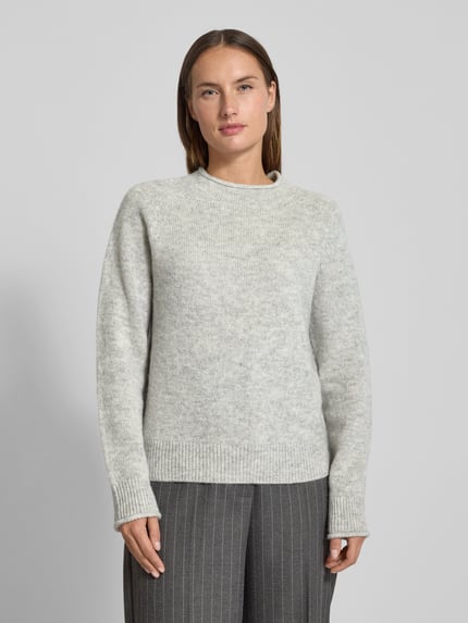 BOSS Orange Regular Fit Strickpullover aus Woll-Mix mit Alpaka Modell 'C_FESPERANASY' Hellgrau Melange 4