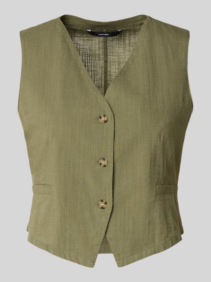 VERO MODA Regular Fit Leinenweste aus Baumwoll-Leinen-Mix Modell 'CAIA' Oliv 2