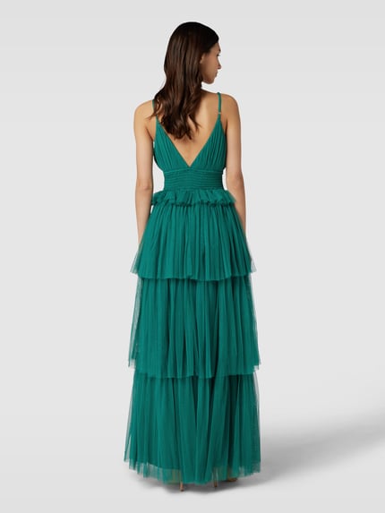 Lace & Beads Abendkleid mit tiefem V-Ausschnitt Lagune 5