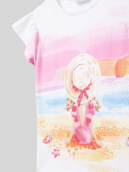 Mayoral T-shirt z okrągłym prążkowanym dekoltem w zestawie 2 szt. Różowy 2