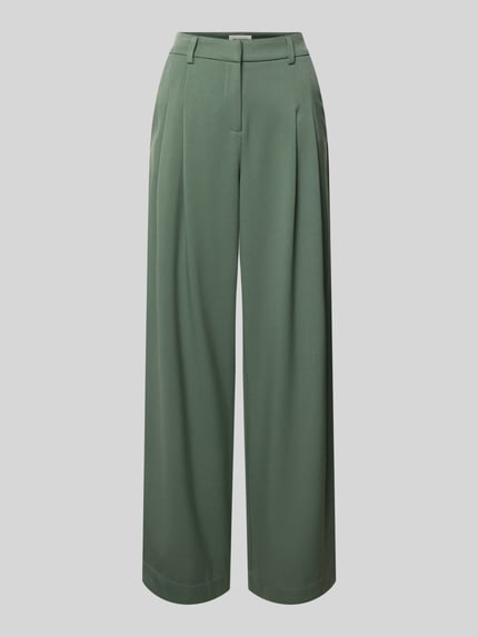 Produktfoto, Wide-Leg-Pants mit Biesen Modell 'Henrika' von MSCH Copenhagen aus grünem Material-Mix mit Viskose-Anteil und Eingrifftaschen