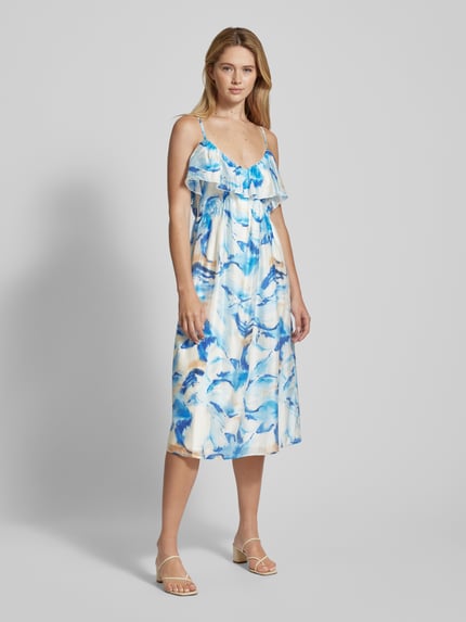 VERO MODA Midi Freizeitkleid mit Spaghettiträgern 'OSANA' Blau 1