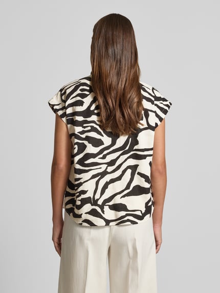 ICHI Regular Fit Bluse aus Leinen-Viskose-Mix Modell 'LINNO' Offwhite 5