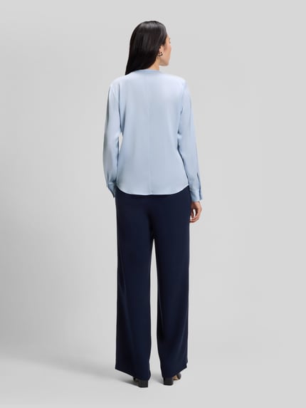 BOSS Zijden blouse met plooien Lichtblauw - 5