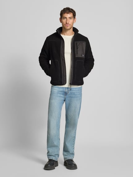 Tom Tailor Denim Regular Fit fleecejack met opstaande kraag BLACK - 1