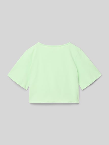 Blue Effect Cropped T-Shirt mit Label-Print Hellgruen 3