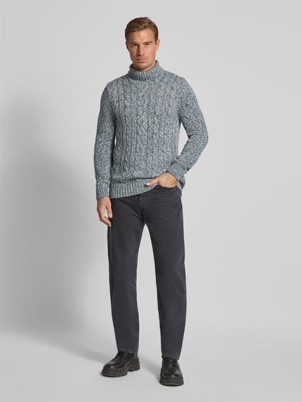 RAGMAN Regular fit coltrui met geribde boorden Jeansblauw - 1
