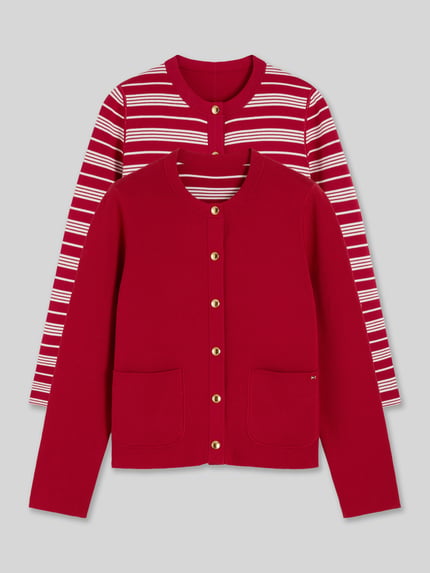 Tommy Hilfiger Regular Fit Strickjacke aus Baumwoll-Mix  Rot 2