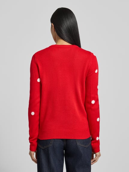 VERO MODA Regular Fit Weihnachtspullover mit Pailletten-Motiv Modell 'TINSEL' Rot 5