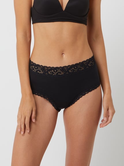 HANRO Slip met kant, model 'Moments' Zwart - 4