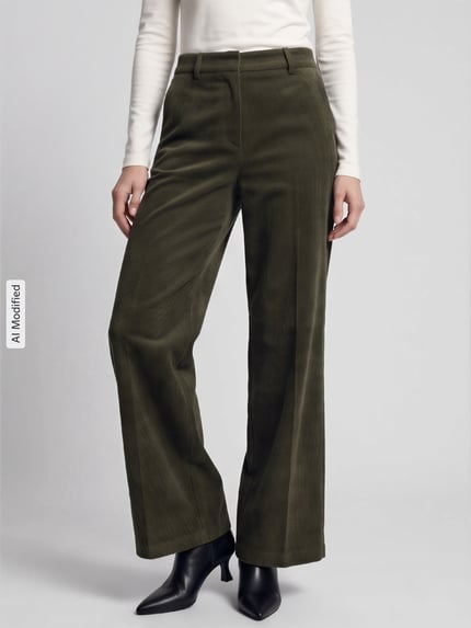 CAMBIO Relaxed Fit Cordhose seitliche Eingrifftaschen Modell 'ALEXIS' Oliv 4