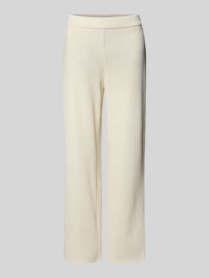 Produktfoto, Stoffhose mit elastischem Bund Modell 'Filiz' von STEHMANN aus cremefarbenem Stoff mit feinem Strukturmuster und Relaxed Fit.