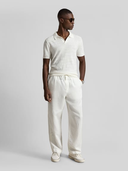 Polo Ralph Lauren Koszulka polo z mieszanki bawełny i lnu, krój regular fit Biały 1