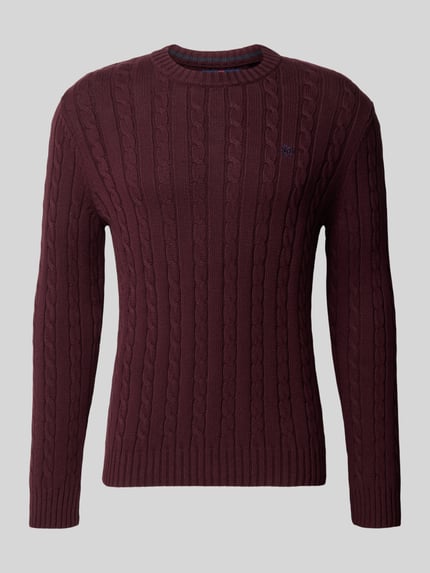 Sweter z dzianiny ze ściegiem warkoczowym i okrągłym dekoltem Shop The Look MANNEQUINE