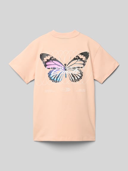 Cars Jeans T-shirt z nadrukowanym motywem model ‘ASTORK’ Morelowy 3