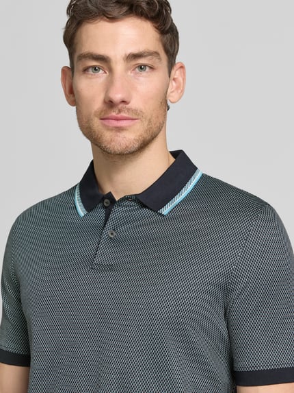 bugatti Koszulka polo o kroju regular fit z kołnierzykiem polo i krótką listwą guzikową Morski 3