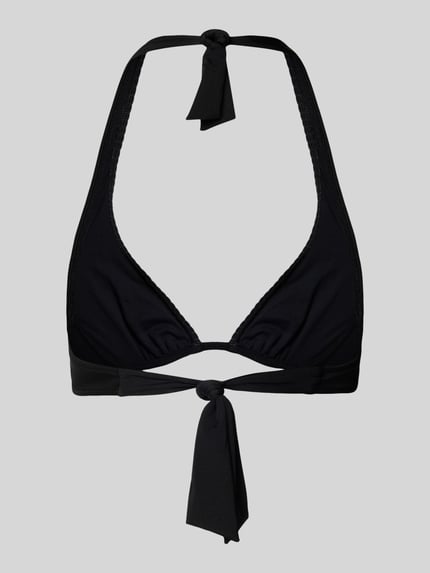 Produktfoto, Bikini-Oberteil mit rückseitiger Schnürung von WATERCULT, czarny materiał z domieszką stretchu, dopasowany krój, wiązany na szyi