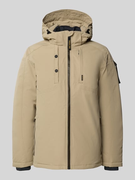 Productfoto, Parka met Kapuze van PME Legend in beige, regular fit met rits en ritszakken, gladde textuur, recht van voren.