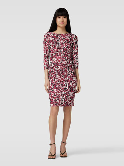 Montego Knielanges Kleid mit Allover-Print Bordeaux 1