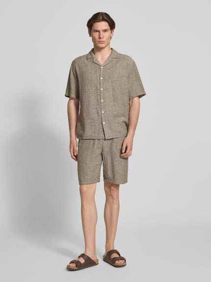 Redefined Rebel Regular Fit Leinenhemd mit Reverskragen Modell 'DYLAN' Dunkelbraun 1