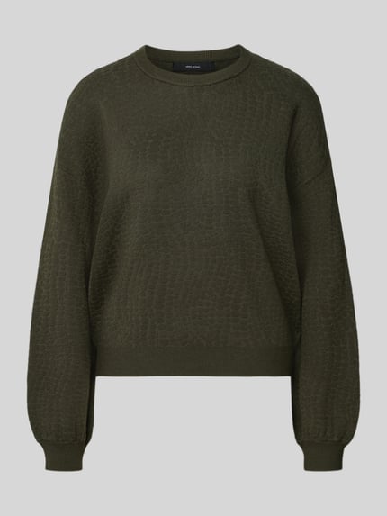 Produktfoto, olivgrüner Regular Fit Pullover aus Viskose-Mix Modell 'NANCY' von VERO MODA, strukturierte Textur, Damen Pullover