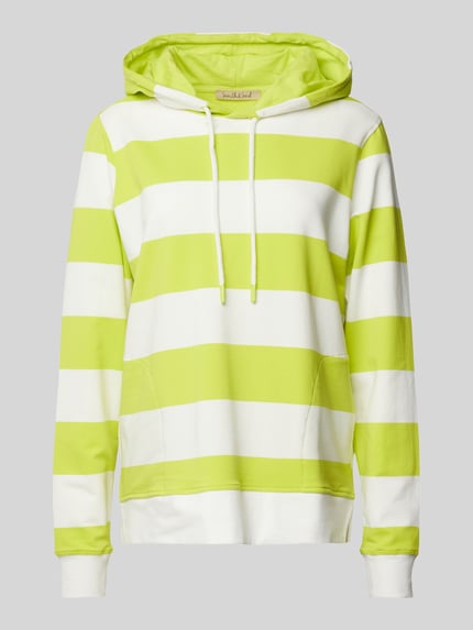 Smith and Soul Hoodie met streepmotief Neongeel gemêleerd - 2