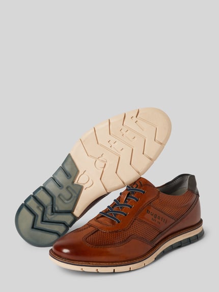 bugatti Leren sneakers met labelopschrift, model 'Simone Comfort' Cognac - 4
