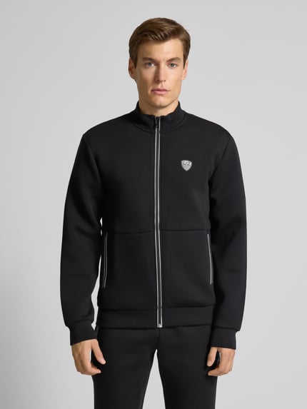 EA7 Emporio Armani Bluza rozpinana o kroju regular fit z dodatkiem wiskozy model ‘Train’ Czarny 4